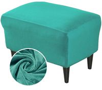 POKROWIEC NA PODNÓŻEK PUF WELUR JASNY TURKUSOWY