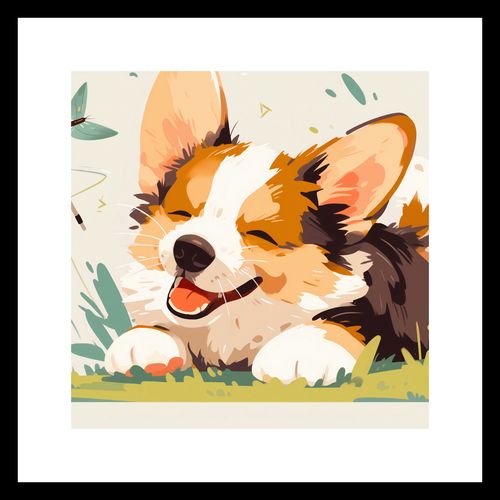 Plakat 30x30cm Beztroski Corgi na Arena.pl
