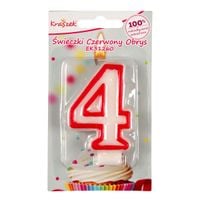 świeczka czerwony obrys "4"