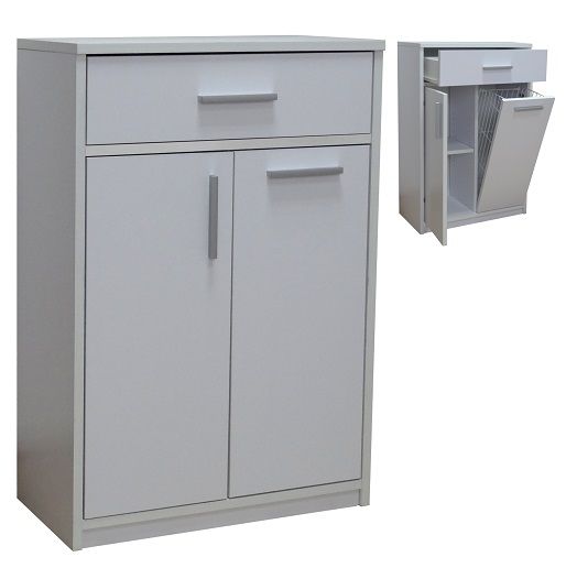 Szafka Łazienkowy stojąca z koszem 815BK Biała zdjęcie 1