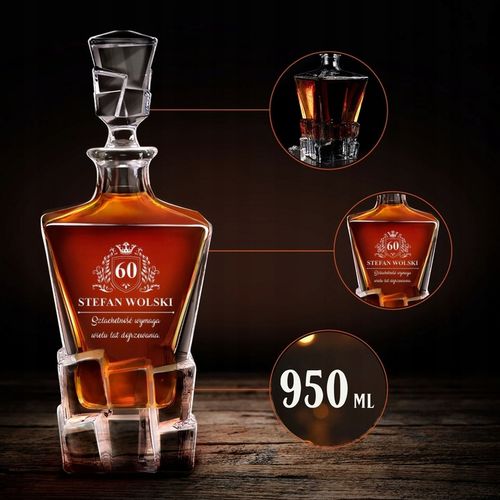 Zestaw Karafka 6 Szklanek do Whisky z Grawerem Prezent dla Faceta Urodziny na Arena.pl