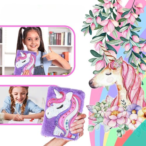 Pamiętnik na zamek dla dziewczynki Jednorożec pluszowy A5 160 stron na Arena.pl