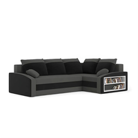 Duży narożnik, prawy, półka w prawym, LUSSO, 230x179x75 cm, szary, czarny