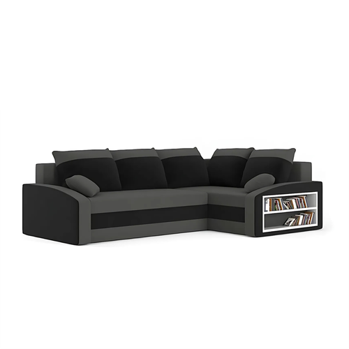 Duży narożnik, prawy, półka w prawym, LUSSO, 230x179x75 cm, szary, czarny na Arena.pl