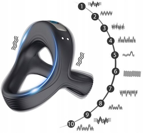 WIBRUJĄCY PIERŚCIEŃ RING NA PENISA I JĄDRA 10 FUNKCJI WIBRACJI COCK RING na Arena.pl