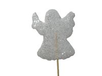 aniołek na piku piankowy 6szt. biały brokat