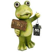 ŻABA Z LAMPIONEM DUŻA FIGURKA DO OGRODU FIGURKA OGRODOWA DEKORACJA 40 cm