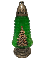 Znicz Bożonarodzeniowy duży z aplikacją choinki złoty 36 cm