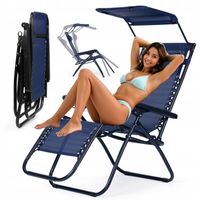 LEŻAK FOTEL OGRODOWY PLAŻOWY SKŁADANY ZERO GRAVITY REGULOWANY NIEBIESKI