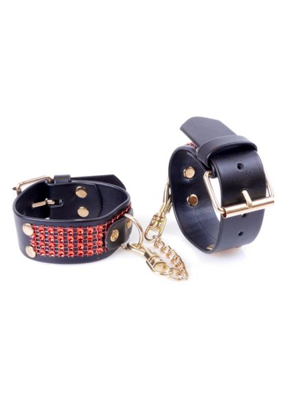 Fetish B - Series Handcuffs with cristals 3 cm Red Line zdjęcie 2