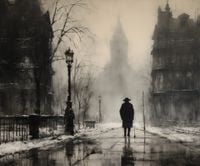 Plakat 60x50cm Mgła nad Londynem