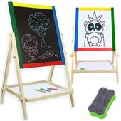 TABLICA DWUSTRONNA OBROTOWA DREWNIANA MAGNETYCZNA KREDOWA +AKCESORIA