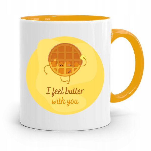 Kubek Żółty Dla Chłopaka I Feel Butter With You Z Nadrukiem Ze Zdjęciem zdjęcie 1