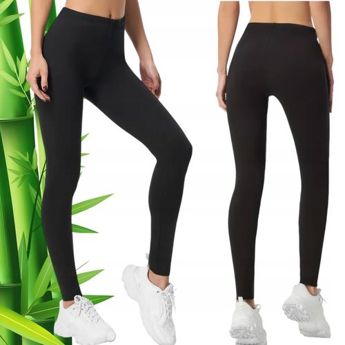 Legginsy DAMSKIE długie BAMBUSOWE Getry Wysoki Stan Czarne KRYJĄCE S/M na Arena.pl