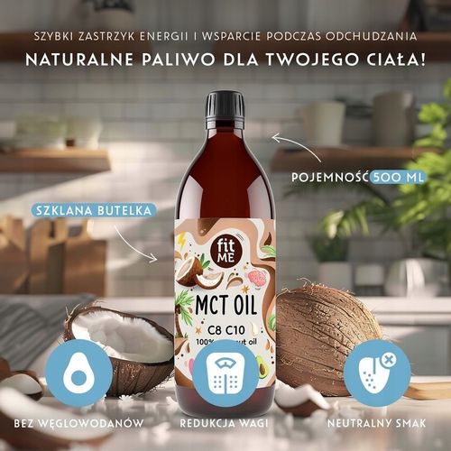 Olej MCT z kokosa 100% Coconut olej kokosowy keto C8 + C10 500 ml + pompka na Arena.pl