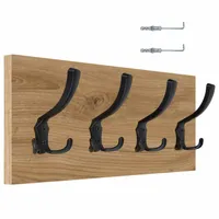 WIESZAK ŚCIENNY PANELOWY 4 MOCNE CZARNE HAKI LOFTOWY 45x18CM DĄB ODWIECZNY