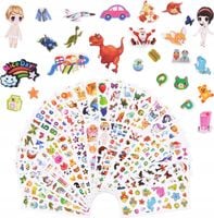 38x ARKUSZE ZESTAW NAKLEJEK DLA DZIECI PONAD 1000 NAKLEJKI 3D ZWIERZĄTKA