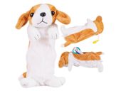 Piórnik szkolny jednokomorowy pies futrzak brelok biało-brązowy