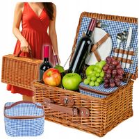Kosz piknikowy koszyk wiklina termotorba sztućce talerze dla 2 osób