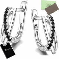 PIĘKNE SREBRNE KOLCZYKI 925 CZARNE, KOLCZYKI SREBRO PRÓBA 925 angielskie