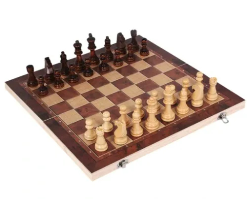 SZACHY DREWNIANE DUŻE WARCABY 34x34cm ZESTAW 3W1 na Arena.pl