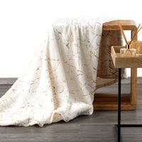 Koc z nadrukiem foliowym o wzorze marmurka GLAMO 150X200 kremowy + złoty