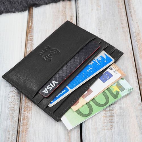 etui na karty kredytowe skórzane praktyczne etui rfid czarne z wycięciem na Arena.pl