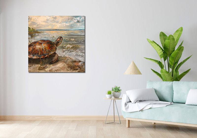Obraz 90x90cm Nadmorski Żółw zdjęcie 2