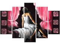 100CM 150CM OBRAZ 5 ELEM PIĘKNA DZIEWCZYNA CZERWIENI ŚCIENNY