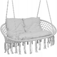 HUŚTAWKA BOCIANIE GNIAZDO FOTEL WISZĄCY Z PODUSZKAMI DWUOSOBOWY BOHO DUŻA