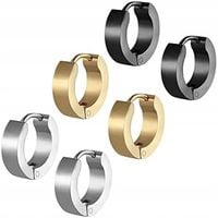 KOLCZYKI MĘSKIE KÓŁKA HUGGIE 3 PARY STAL CHIRURGICZNA