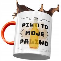 Kubek Pomarańczowy Śmieszny Piwo To Moje Paliwo Z Nadrukiem Ze Zdjęciem