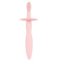 CANPOL Szczoteczka silikonowa dla niemowląt z ogranicznikiem kolor różowy