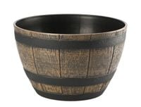 Donica okrągła skrzynka beczka BARREL 40 cm imitacja drewna tworzywo brąz ciemny