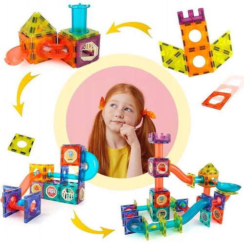 Klocki Magnetyczne Tor Kulkowy Świecący Magnetic Blocks 120 Elementów na Arena.pl