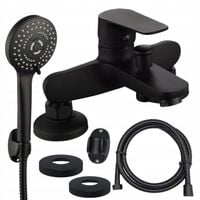 CZARNA BATERIA MONTOWANA NA WANNIE BATERIA NAWANNOWA ZESTAW ZE SŁUCHAWKĄ MA