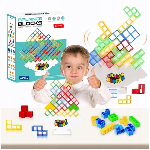 TETRIS Balance Blocks UKŁADANKA GRA LOGICZNA ZRĘCZNOŚĆIOWA wieża 64el na Arena.pl