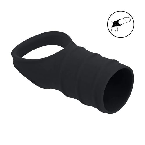 Silicone Cockring And Ribbed Sleeve - Black na Arena.pl