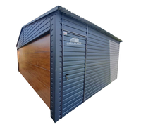 Garaż Blaszany 5x5 Brama Segmentowa - Antracyt - Dwuspadowy GB112