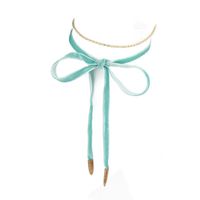 naszyjnik choker velvet chain - miętowy n485m