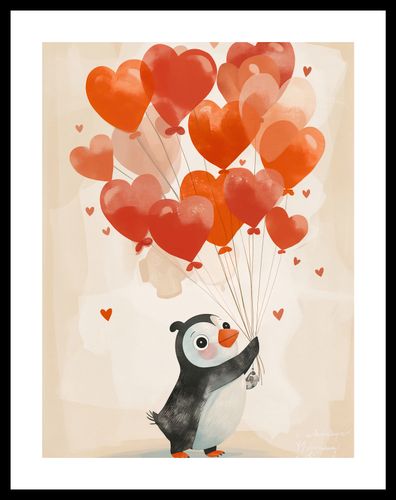 Plakat 30x40cm Pingwinek z Balonami na Arena.pl