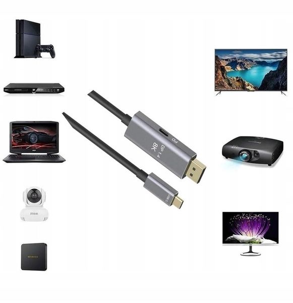 Kabel USB C do Displayport DP 1.4 8K 4K 240 Hz Mac zdjęcie 15