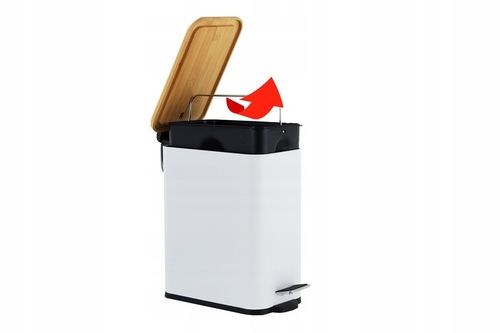 Kosz na śmieci łazienkowy 5l bambus WOLNY OPAD do wc łazienki kuchni biały na Arena.pl
