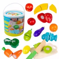 ZESTAW DREWNIANYCH OWOCÓW I WARZYW DO KROJENIA