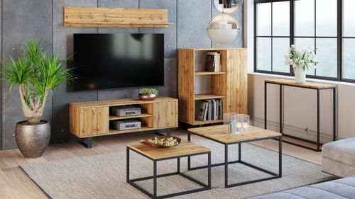 Szafka RTV 155 cm loft dąb craft złoty na Arena.pl