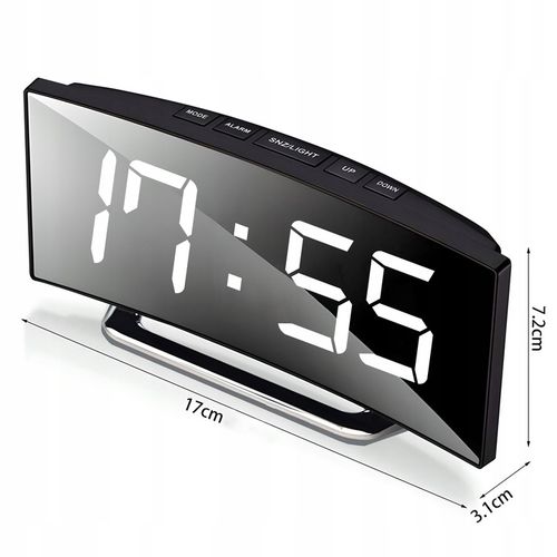 ZEGAR ELEKTRONICZNY BUDZIK LUSTRO STOJĄCY WYŚWIETLACZ LED TERMOMETR na Arena.pl
