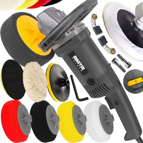 POLERKA SAMOCHODOWA SZLIFIERKA 2600W z REGULACJĄ OBROTÓW +4x GĄBKA POLERSKA zdjęcie 1