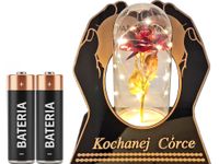 CÓRKA CÓRCE ZNICZ LAMPION NA GRÓB SKOS DŁONIE RÓŻA CZERWONA+LEDY