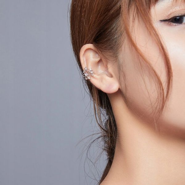 Kolczyk Nausznica Kwiaty Kolczyk Srebro 925 zdjęcie 3