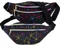 Odblaskowa Geometryczna Nerka Saszetka Biodrówka  R9_Czarny